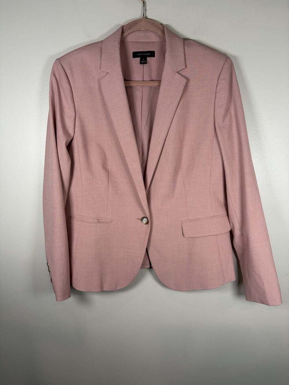 Ann Taylor Blazer Jacket Size 10 Pink Blush Work Office Career Corporate
